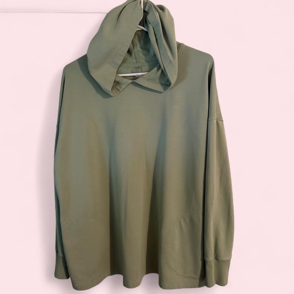 Zuda Sage Green Crossover Mock Neck Drop Shoulder Hoodie Size  L